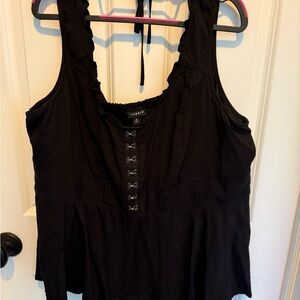 Torrid Black Sleeveless Blouse with tie back Detail